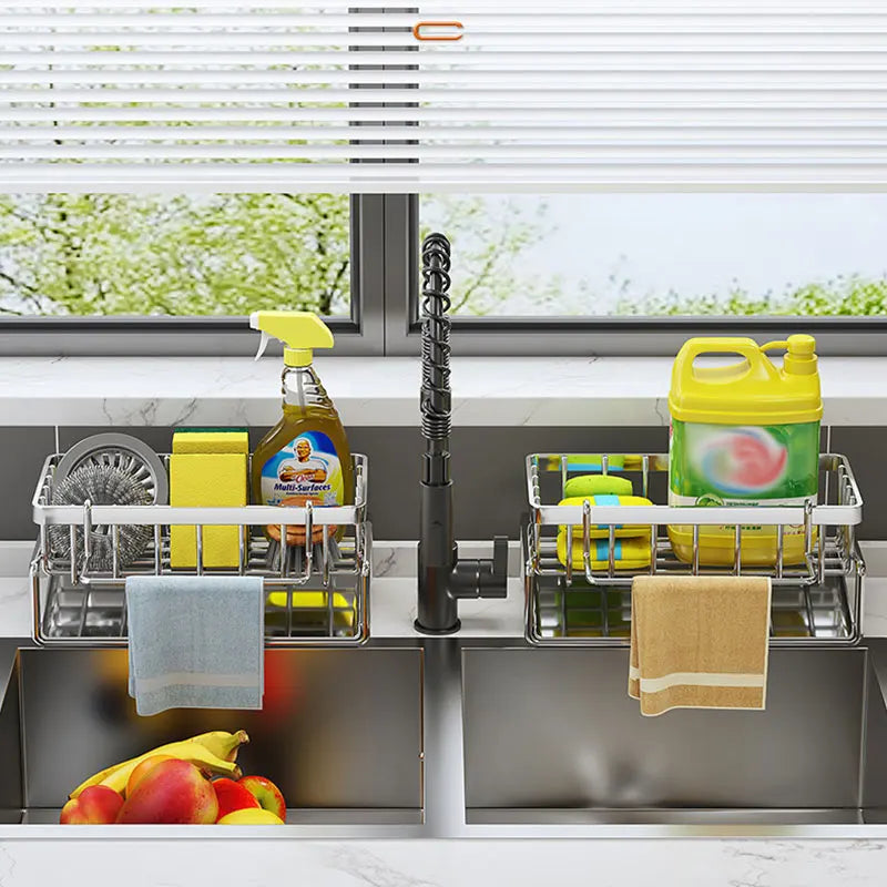 Organizador de Pia Telescópico InoxClean - Bancada Seca e Organizada