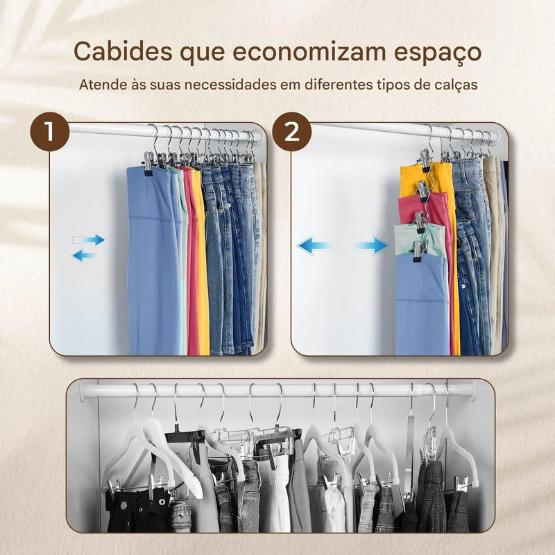 Clips Organizadores com Gancho 2 em 1 em Aço Inox
