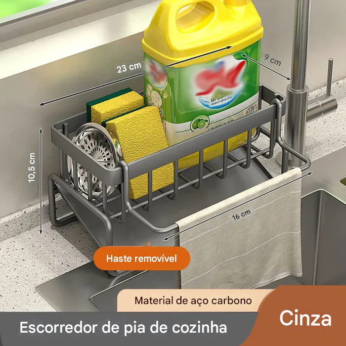 Organizador de Pia Telescópico InoxClean - Bancada Seca e Organizada