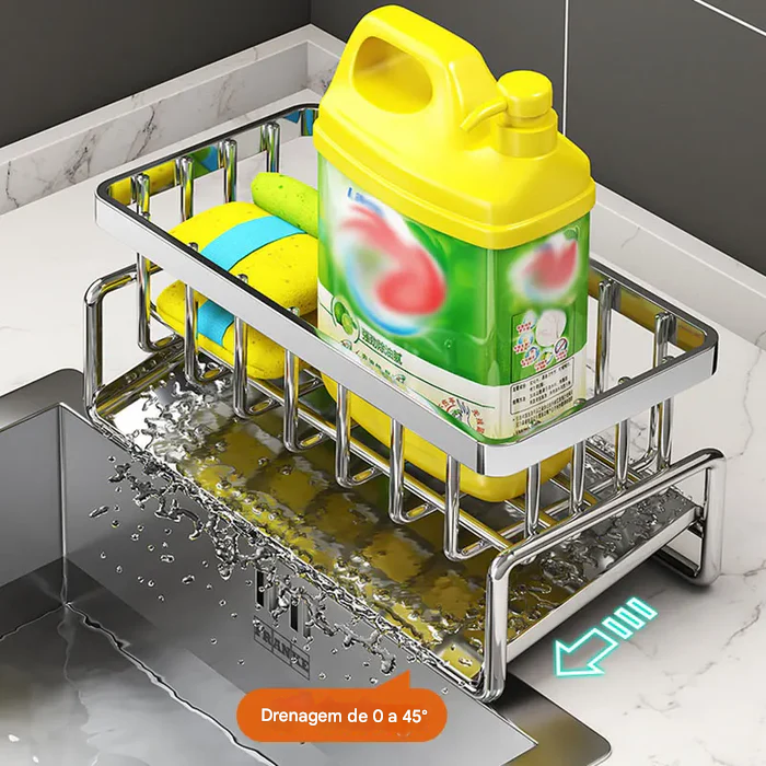 Organizador de Pia Telescópico InoxClean - Bancada Seca e Organizada
