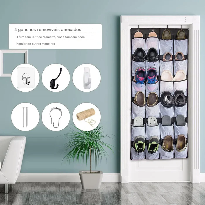 Sapateira Vertical Vision: 24 Bolsos Para o Fim da Bagunça