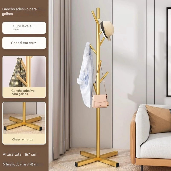 Guarda-roupa limpo e organizado com vários cabides mágicos em uso.